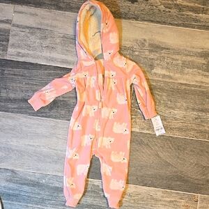 Pink Kids One Piece with Bear Print